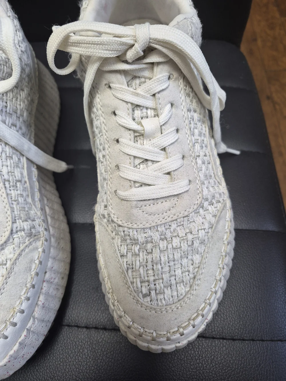 Woven Platform Sneakers in Off-White